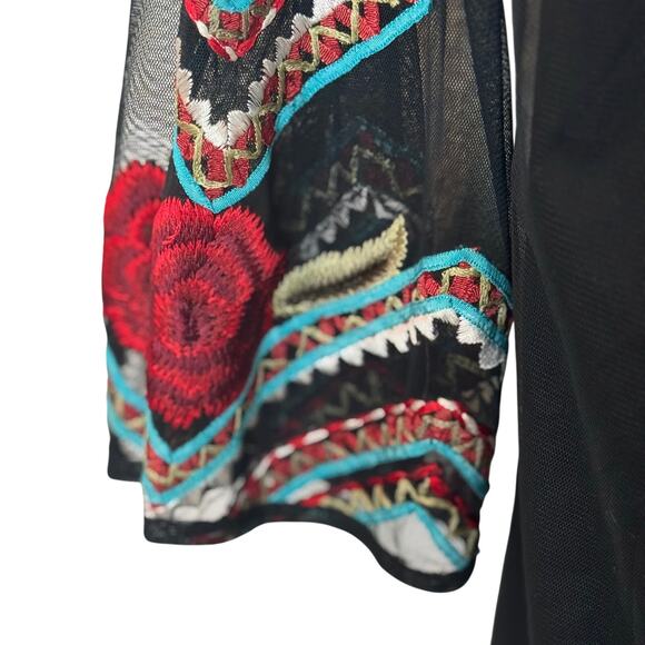 Vintage Collection Blouse Womens Small Embroidered Boho Tunic Top Festival Black - Picture 7 of 16